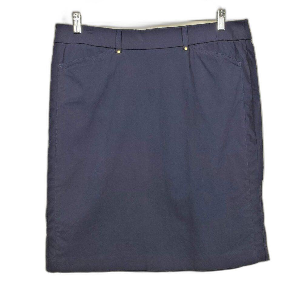 Briggs New York Pencil Skirt Womens Size 16 Navy Blue Pull On Stretch Career